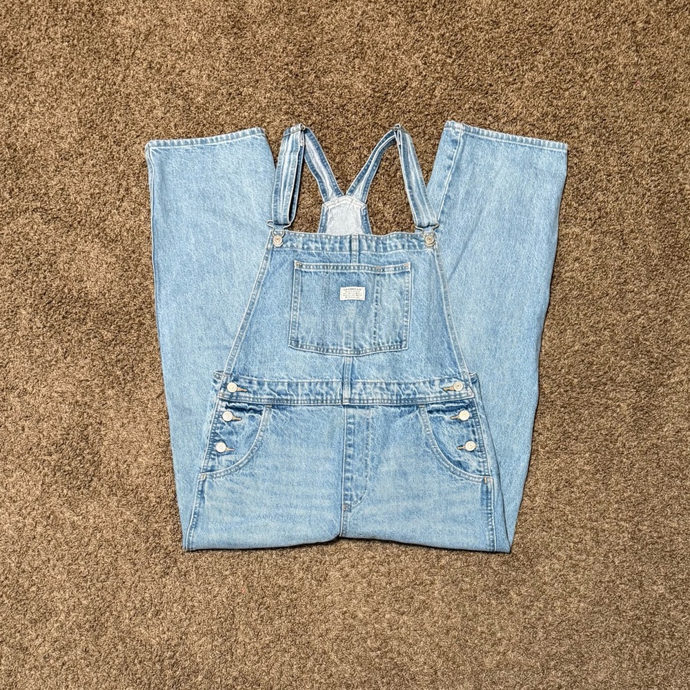 Levi's Men's Premium Light Wash Denim Overalls Relaxed Work Wear Red Tab Size L